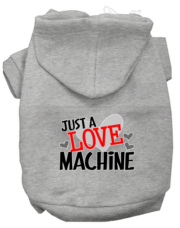 Love Machine Screen Print Dog Hoodie Grey XL